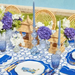 Camille Azure Candle Holder (Pair)|Mrs. Alice Clearance