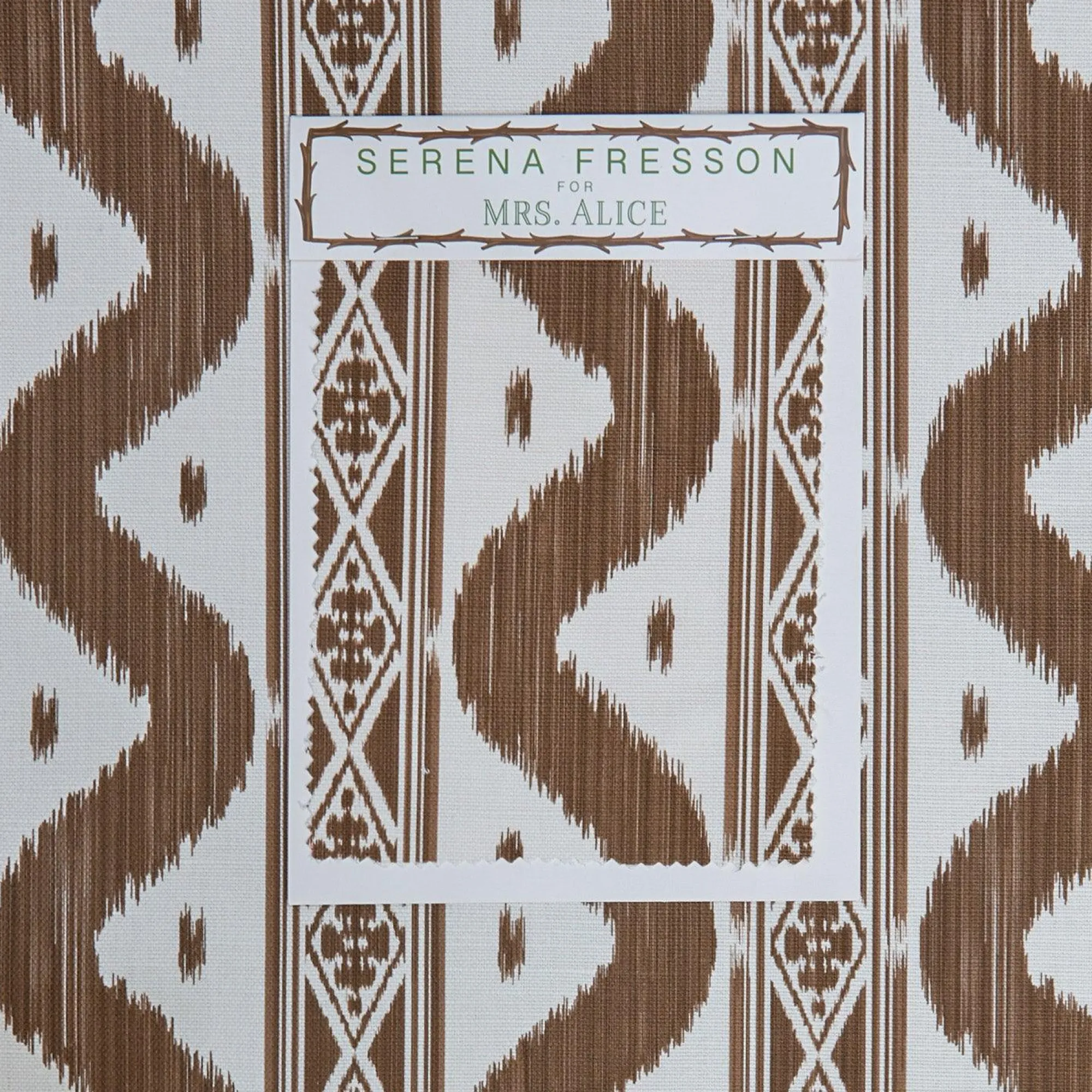 Chestnut Brown Ikat Stripe Fabric|Mrs. Alice Outlet