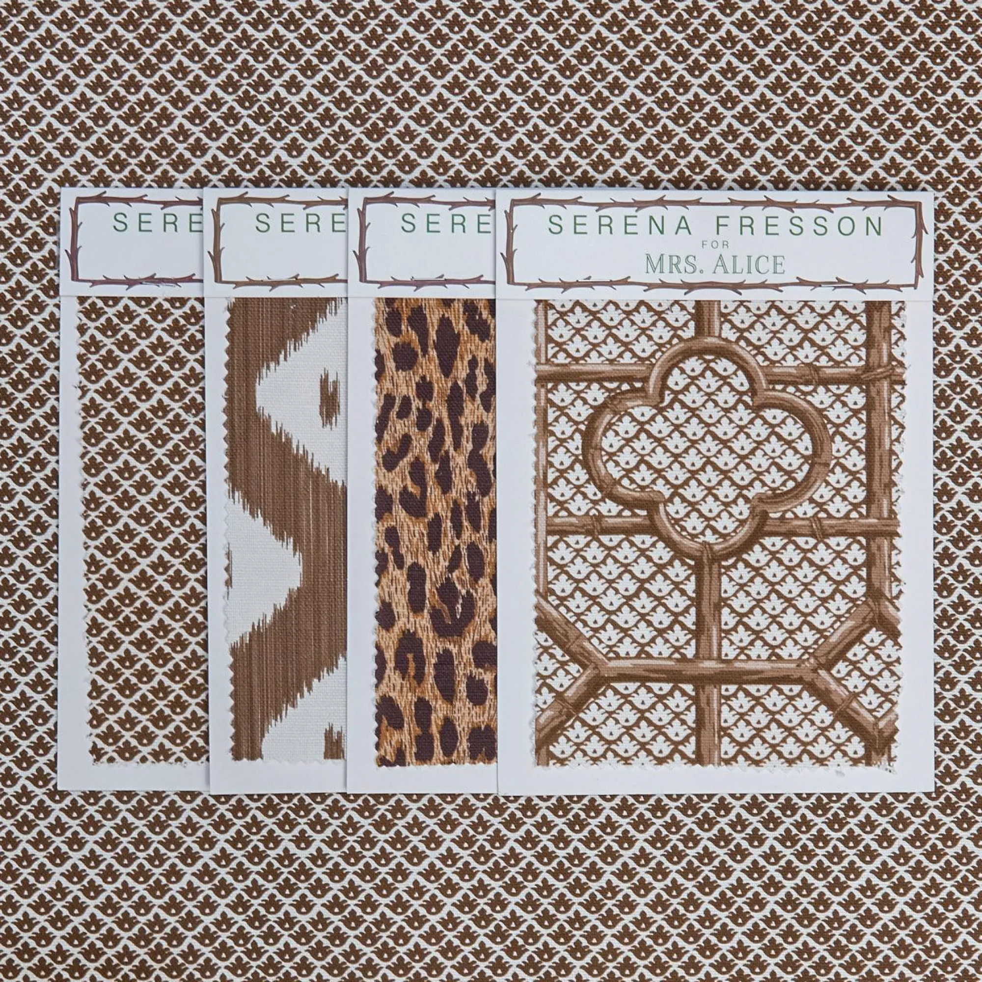 Chestnut Brown Lotus Flower Fabric|Mrs. Alice Clearance