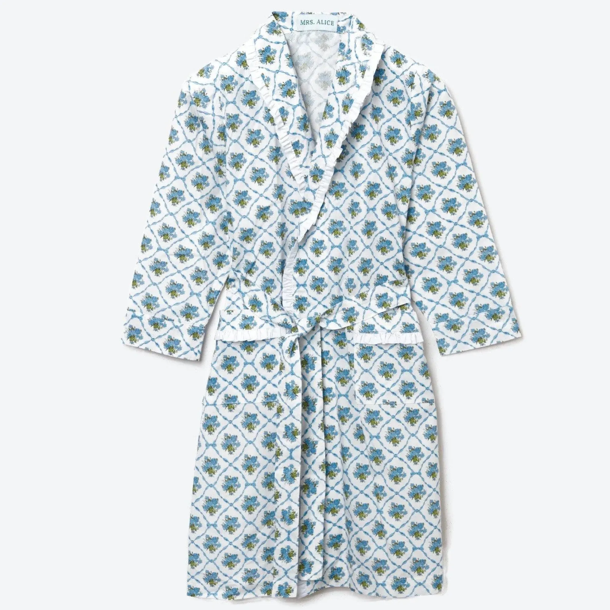 Children's Blue Bouquet Dressing Gown|Mrs. Alice Clearance