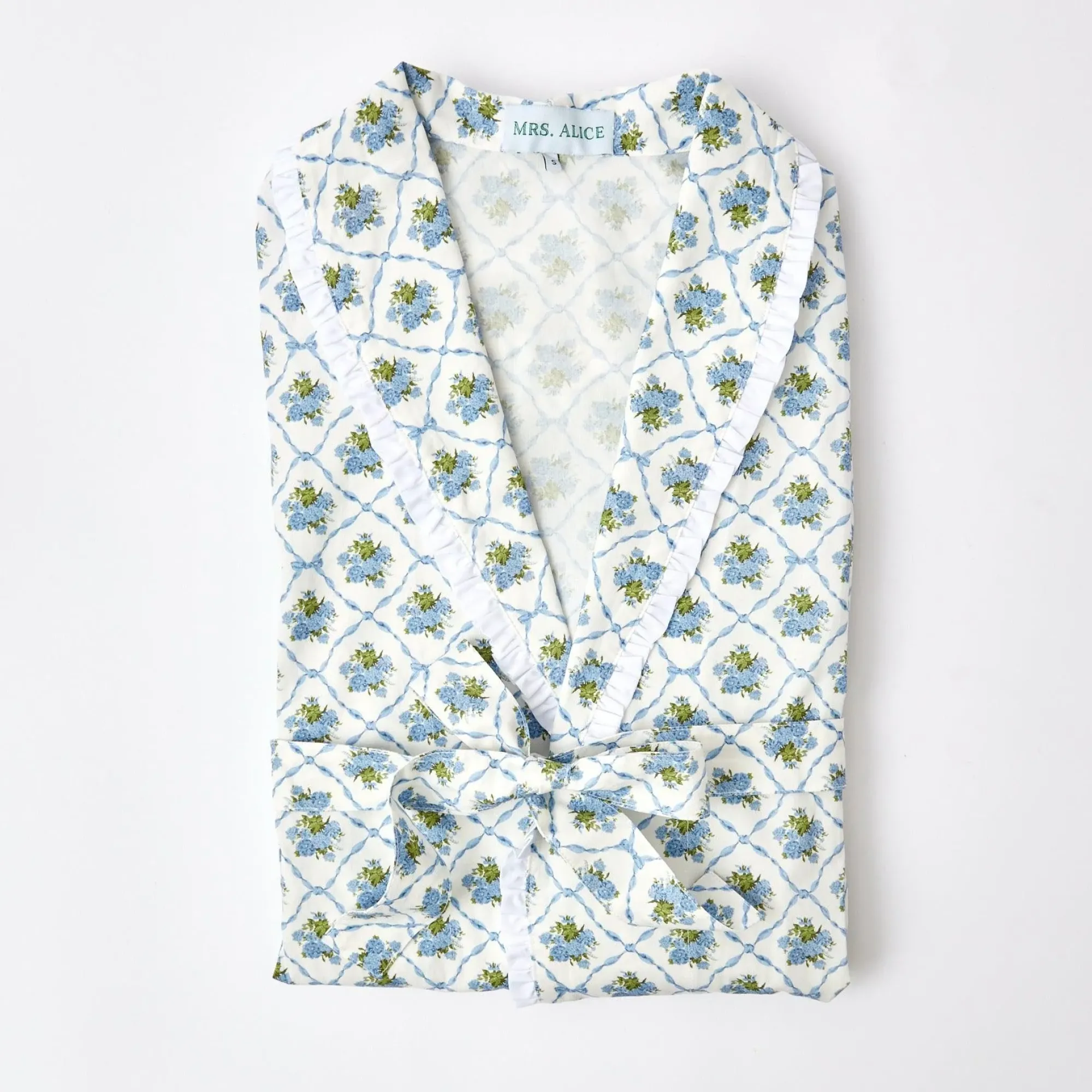 Children's Blue Bouquet Dressing Gown|Mrs. Alice Clearance