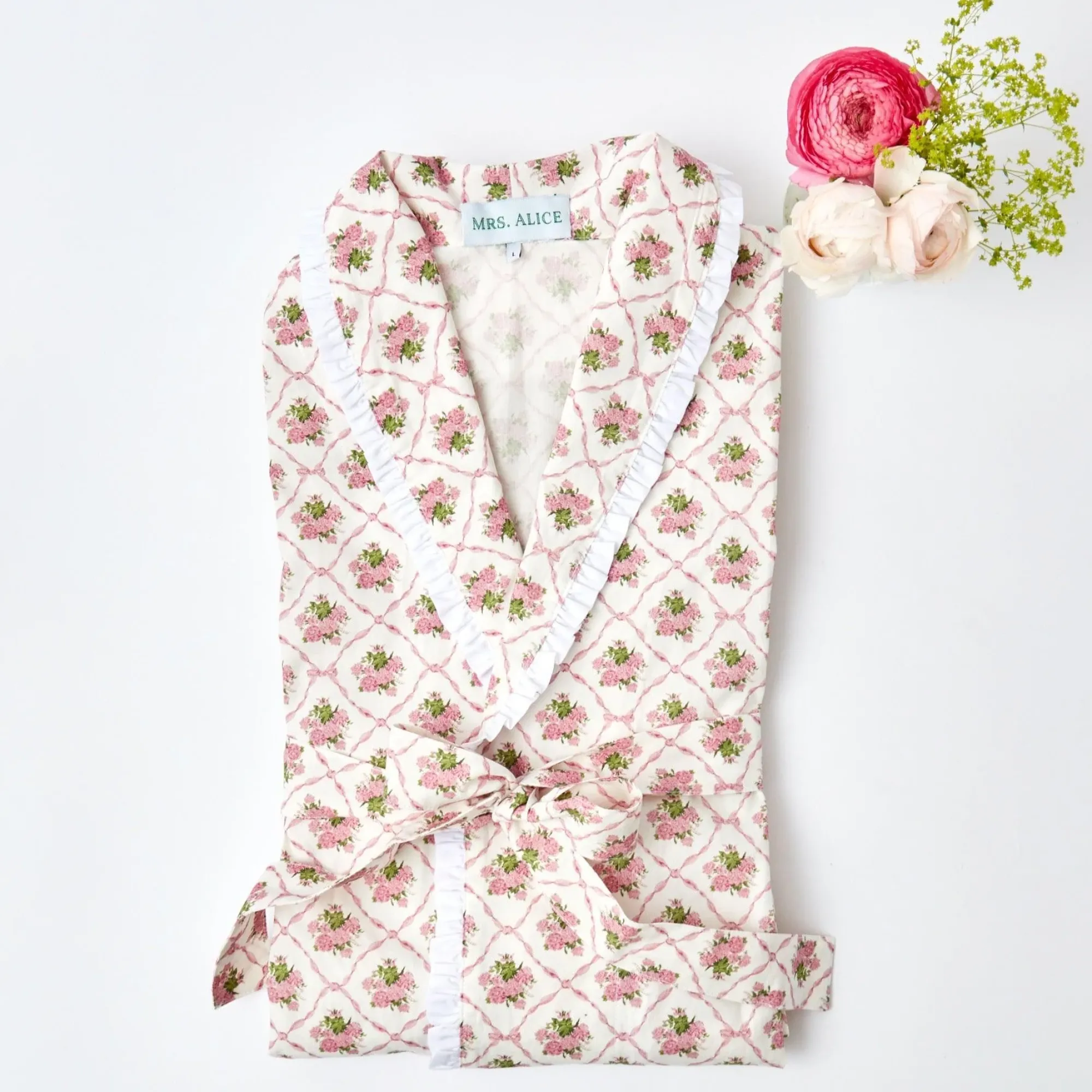 Children's Pink Bouquet Dressing Gown|Mrs. Alice Online