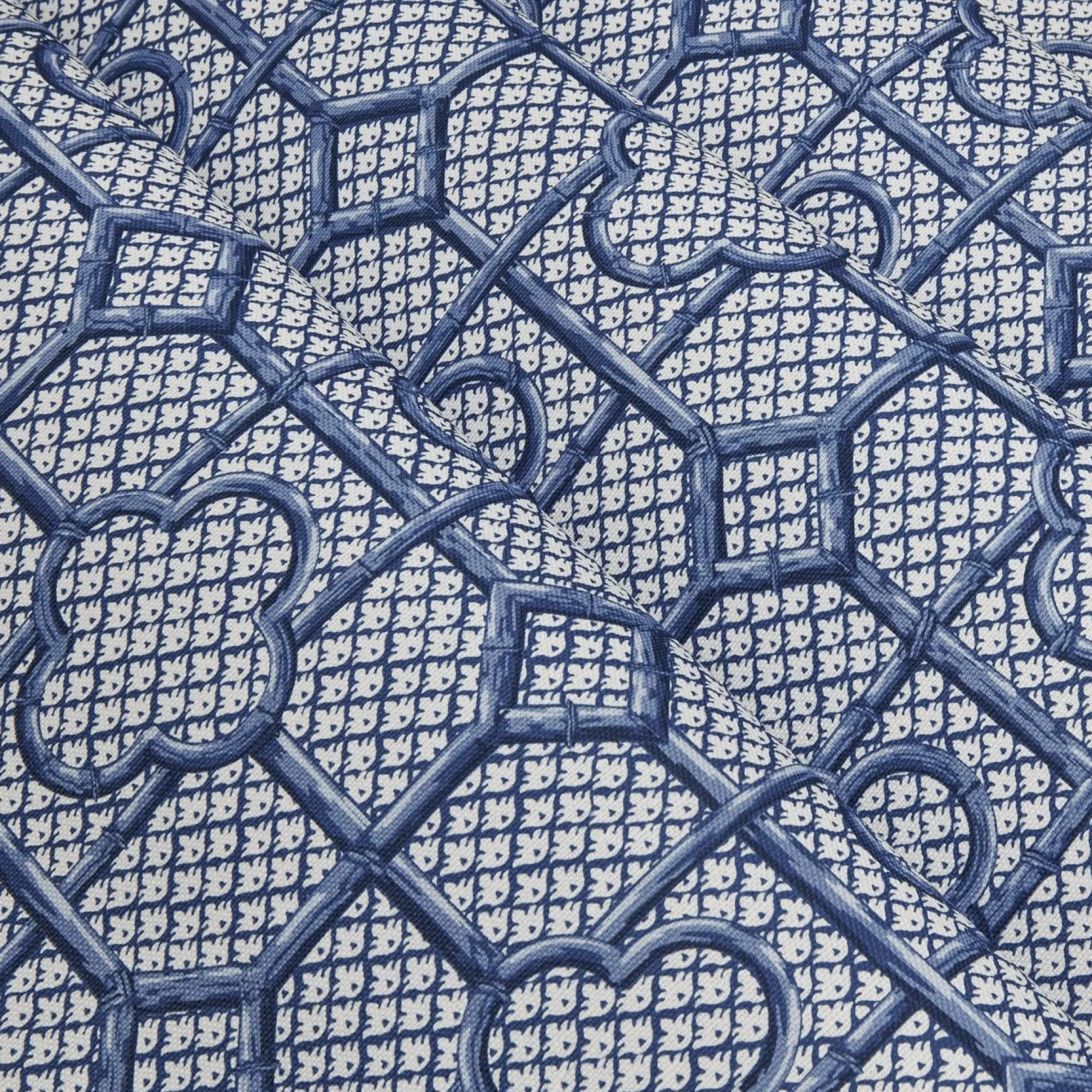 Cobalt Blue Bamboo Trellis Fabric|Mrs. Alice Online