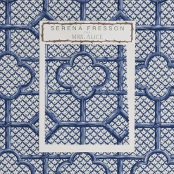 Cobalt Blue Bamboo Trellis Fabric|Mrs. Alice Online