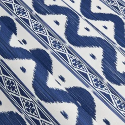 Cobalt Blue Ikat Stripe Fabric|Mrs. Alice Clearance