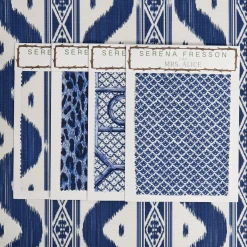 Cobalt Blue Ikat Stripe Fabric|Mrs. Alice Clearance