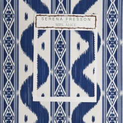 Cobalt Blue Ikat Stripe Fabric|Mrs. Alice Clearance
