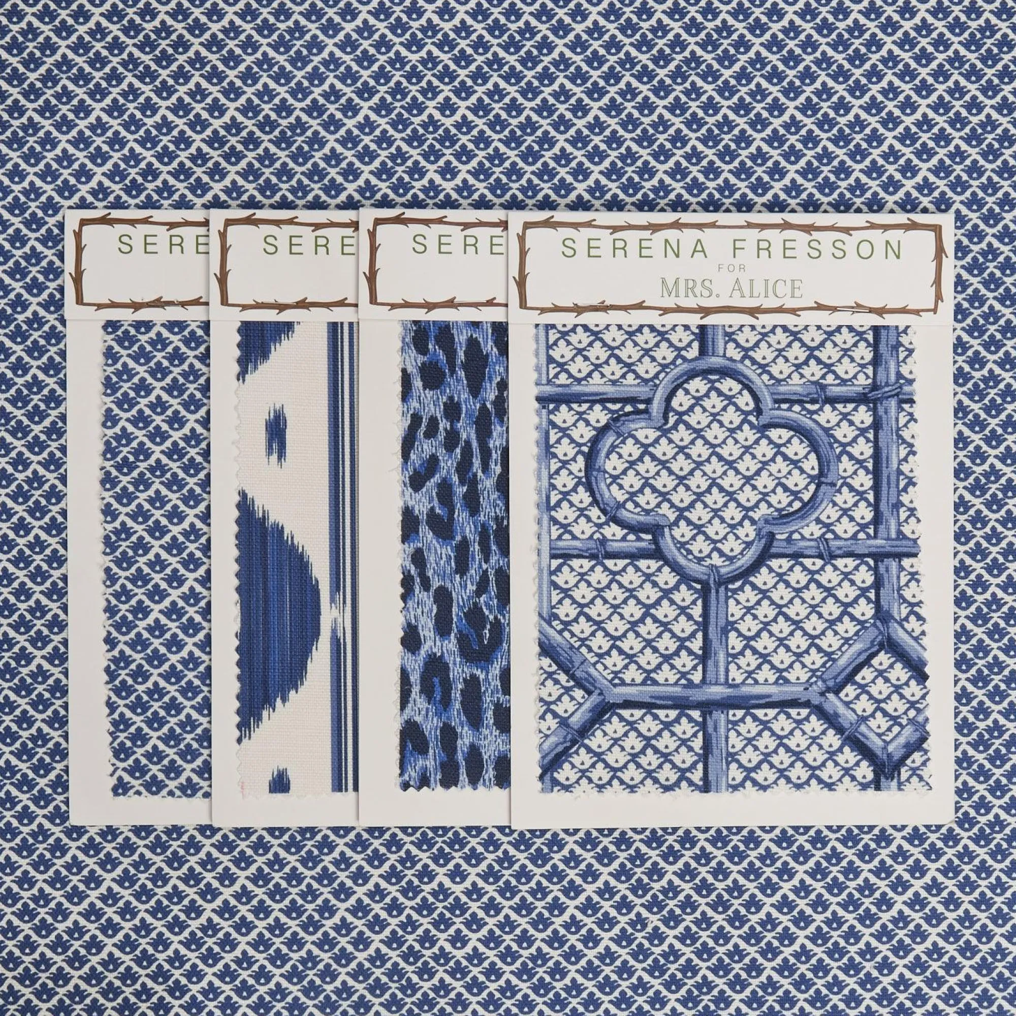 Cobalt Blue Lotus Flower Fabric|Mrs. Alice Hot