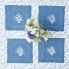Coral Blue Linen Cocktail Napkins (Set Of 4)|Mrs. Alice Outlet
