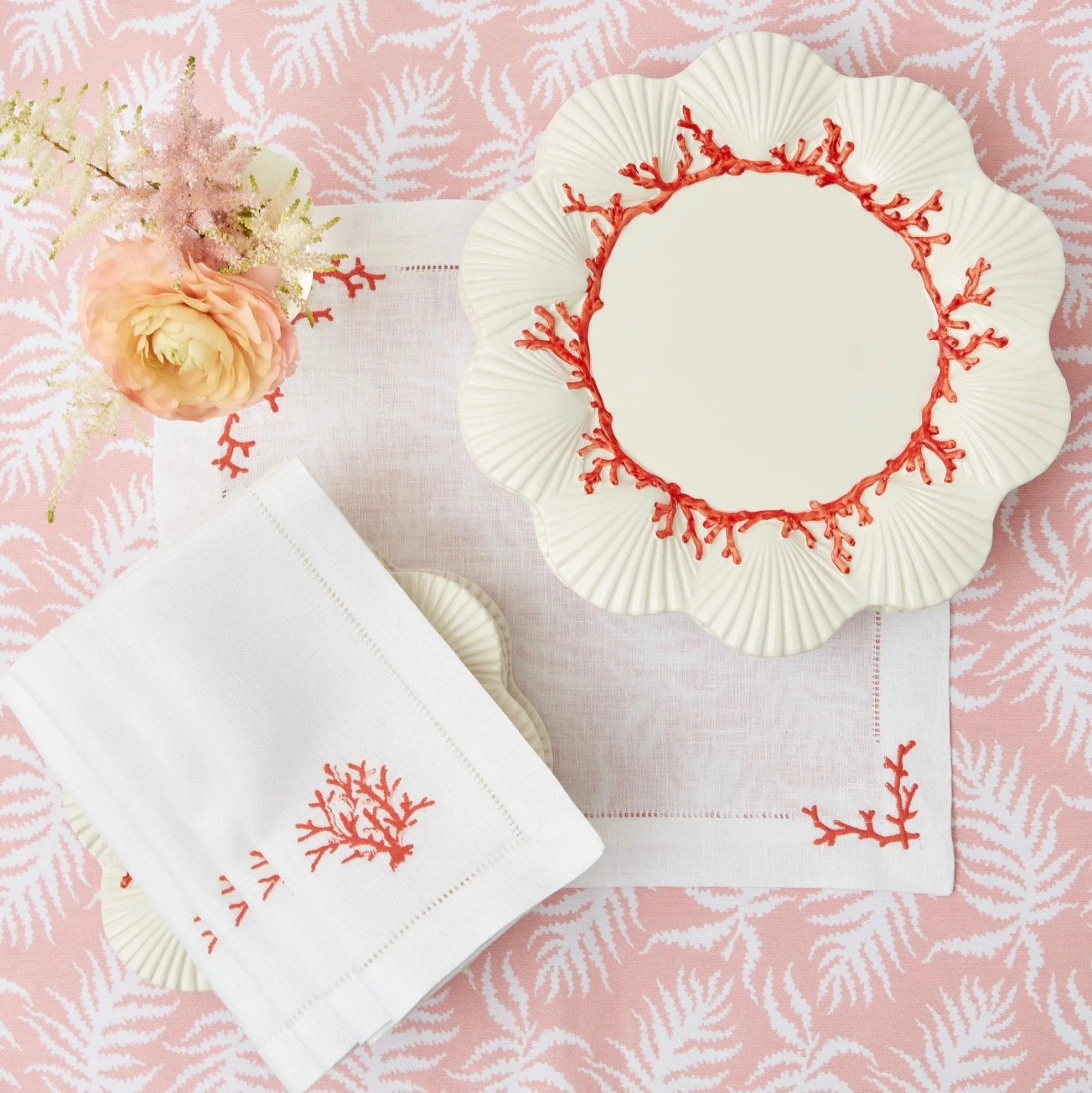 Coral Linen Napkins (Set Of 4)|Mrs. Alice Discount