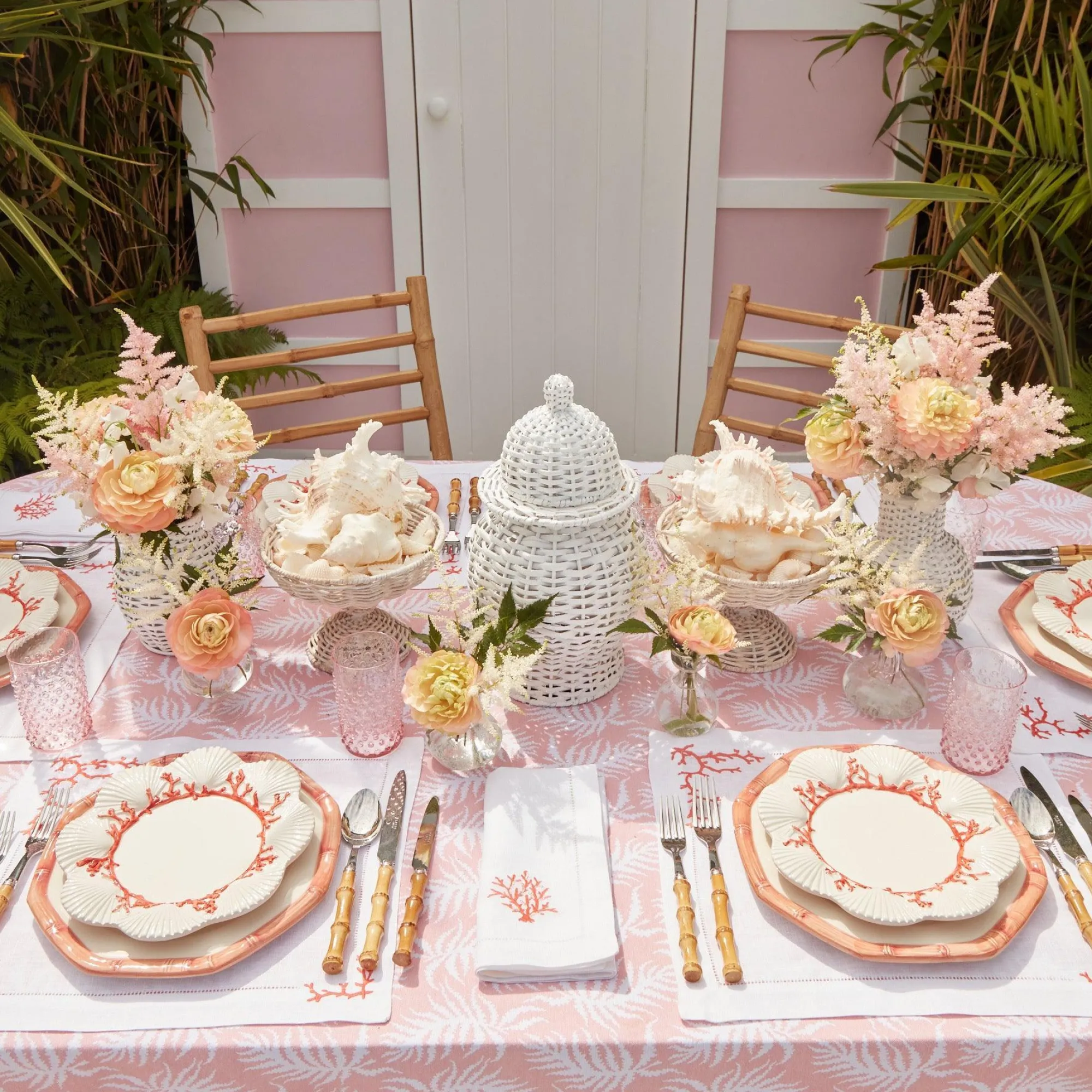 Coral Linen Placemats & Napkins (Set Of 4)|Mrs. Alice Clearance