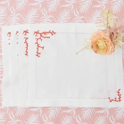 Coral Linen Placemats (Set Of 4)|Mrs. Alice