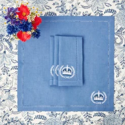 Coronation Blue Linen Napkins (Set Of 4)|Mrs. Alice Outlet