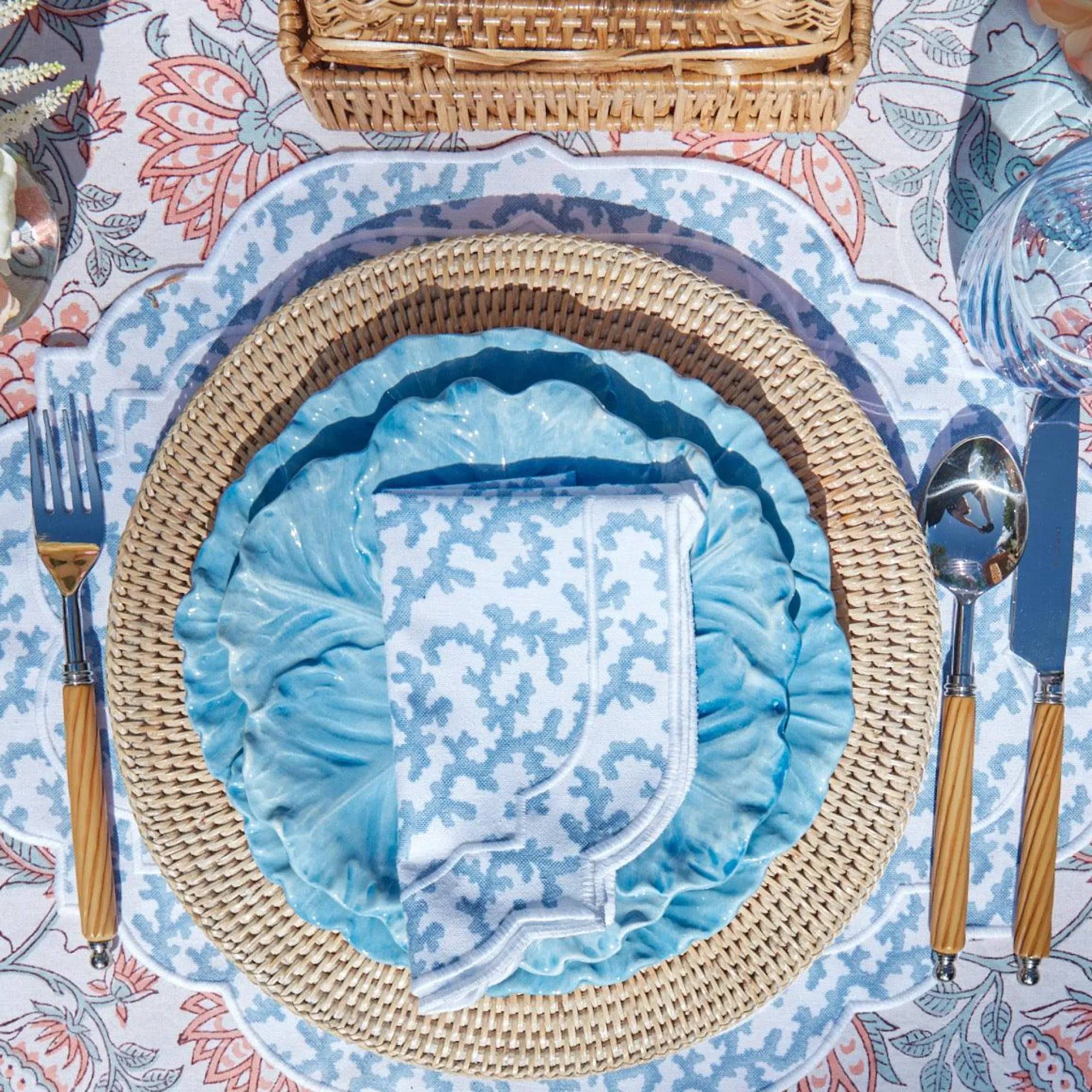 Edie Blue Coral Napkins (Set Of 4)|Mrs. Alice Outlet