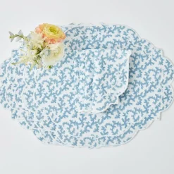 Edie Blue Coral Placemats & Napkins (Set Of 4)|Mrs. Alice Online