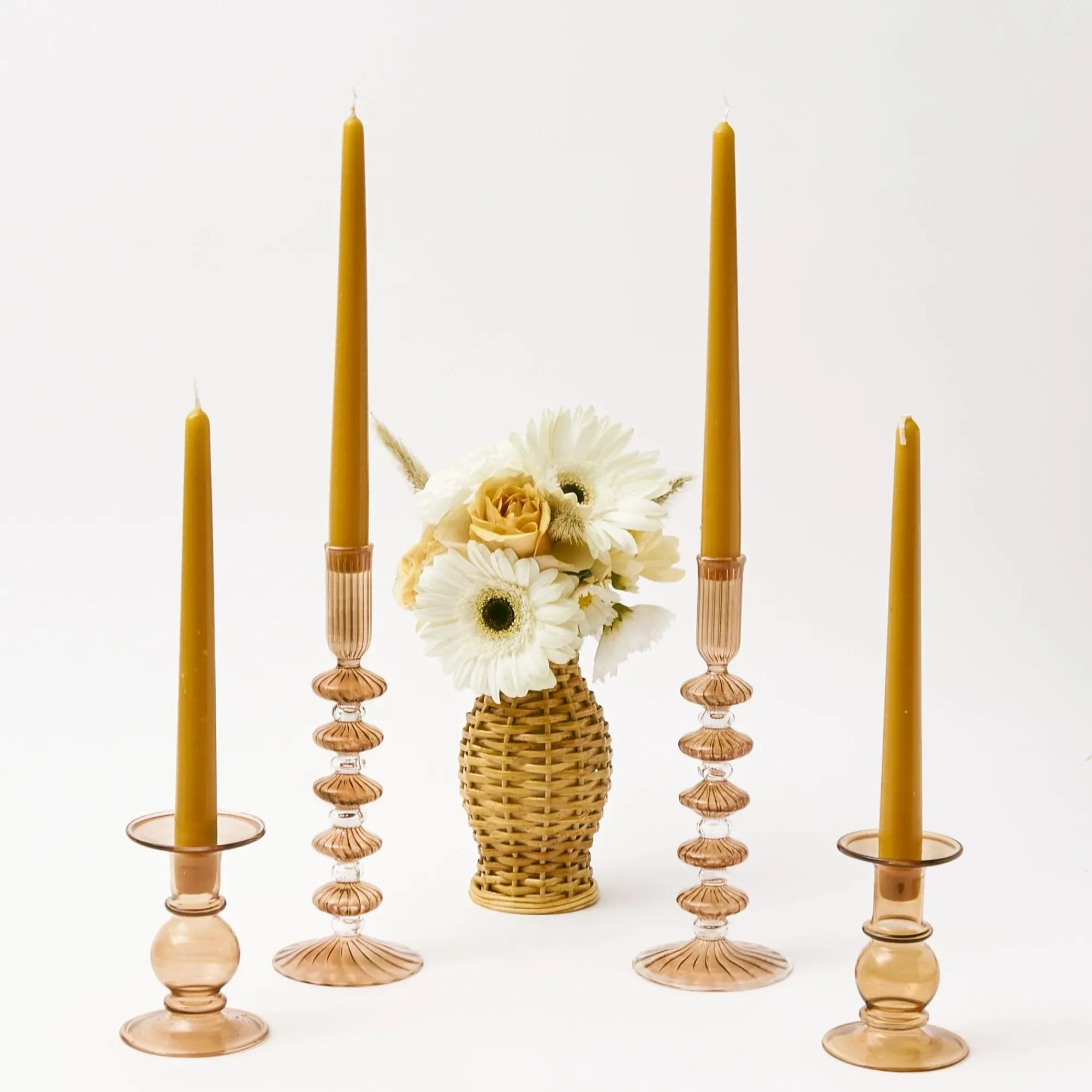 Elodie Chestnut Candle Holder (Pair)|Mrs. Alice Clearance