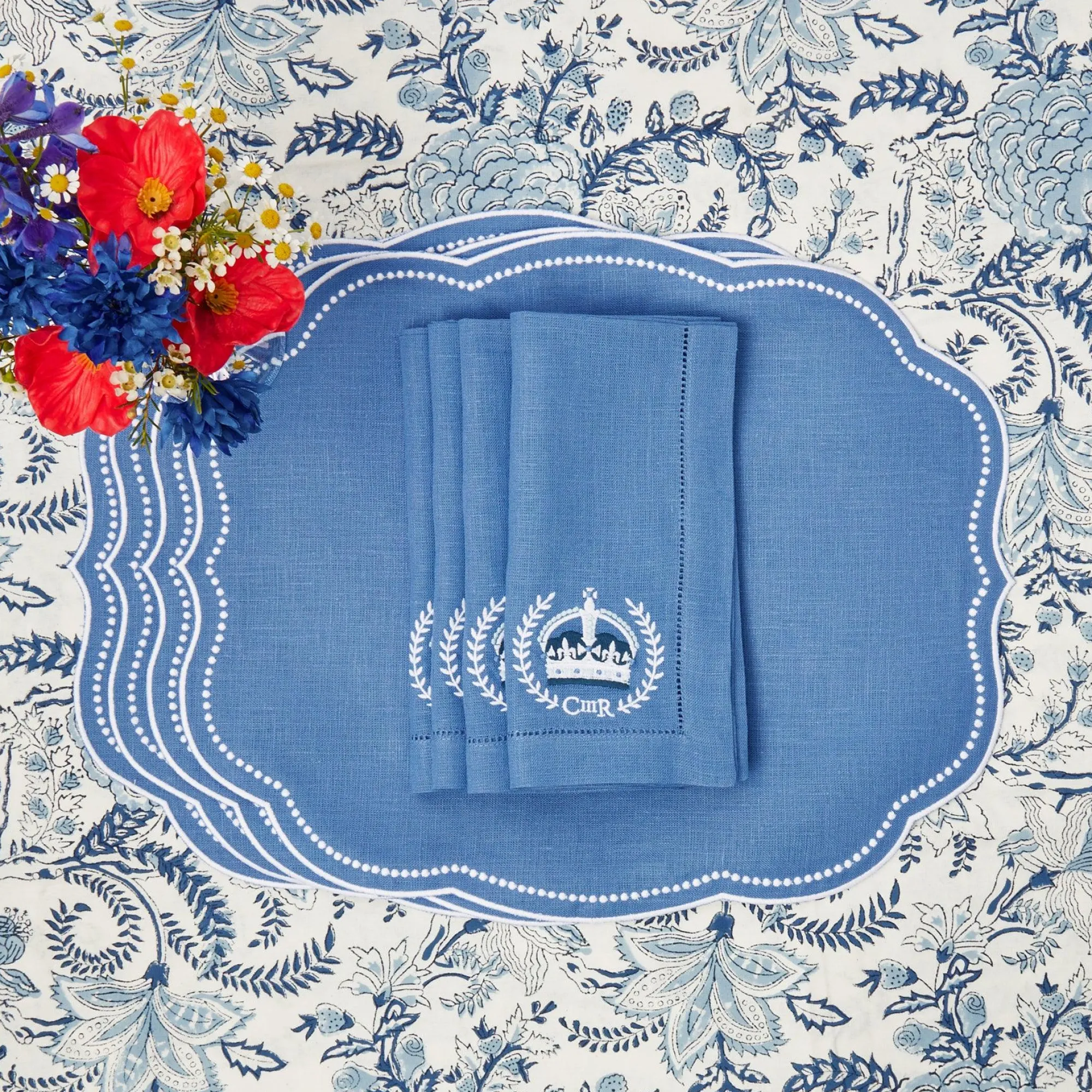 Eloise Blue Placemats & Coronation Napkins (Set Of 4)|Mrs. Alice Online