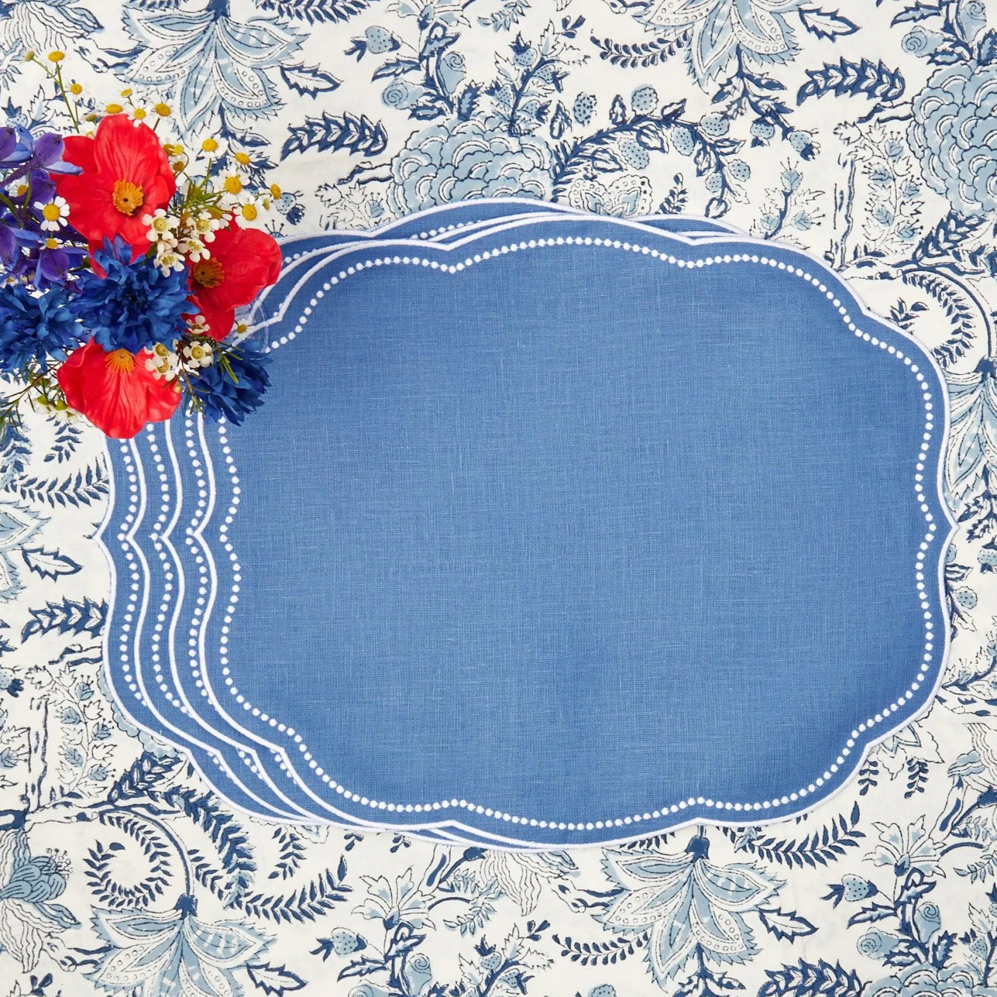 Eloise Blue Placemats & Coronation Napkins (Set Of 4)|Mrs. Alice Online
