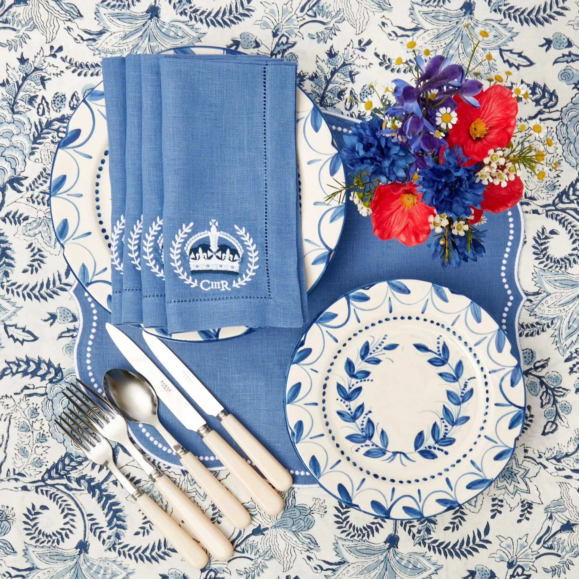 Eloise Blue Placemats & Coronation Napkins (Set Of 4)|Mrs. Alice Online