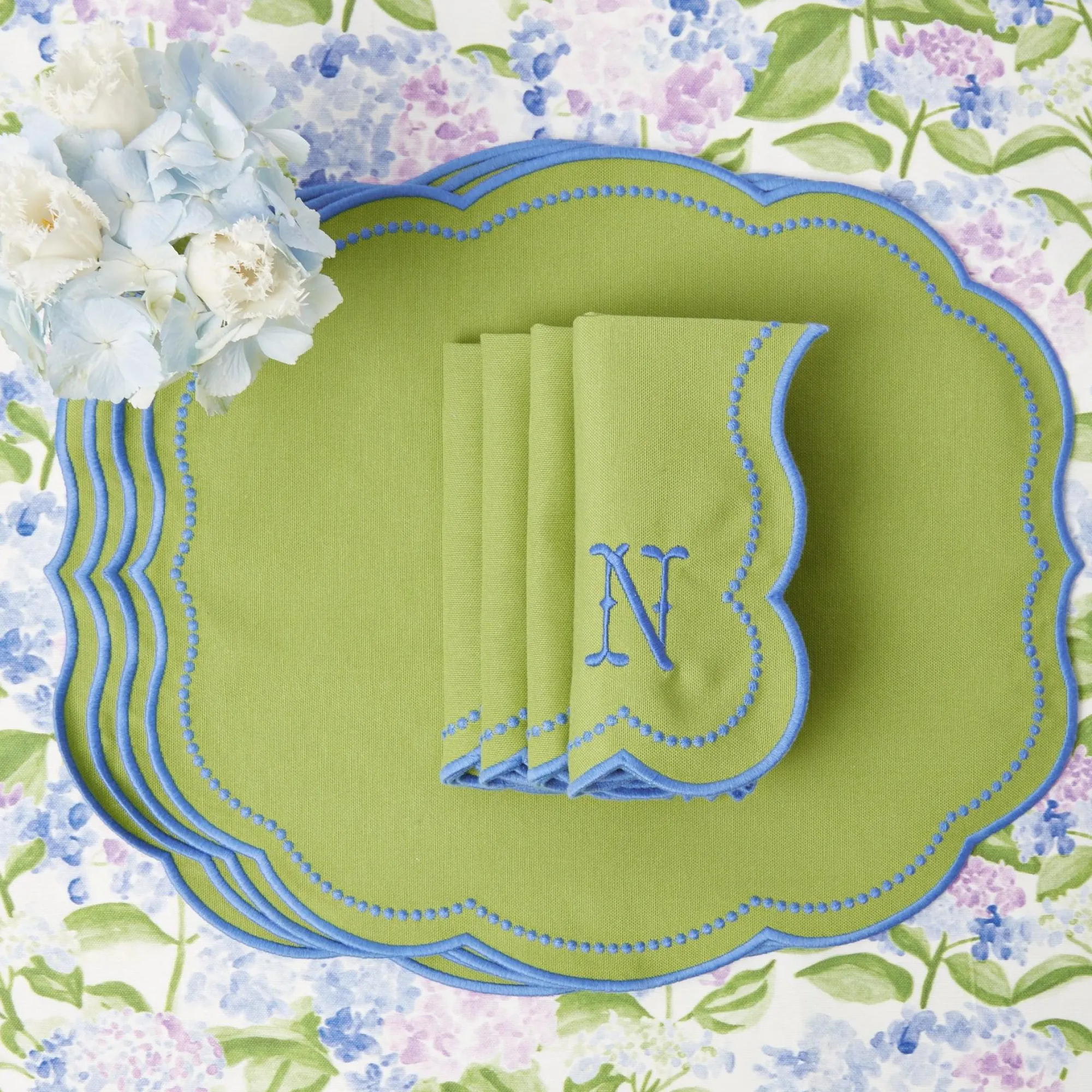 Eloise Green And Blue Placemats & Napkins (Set Of 4)|Mrs. Alice