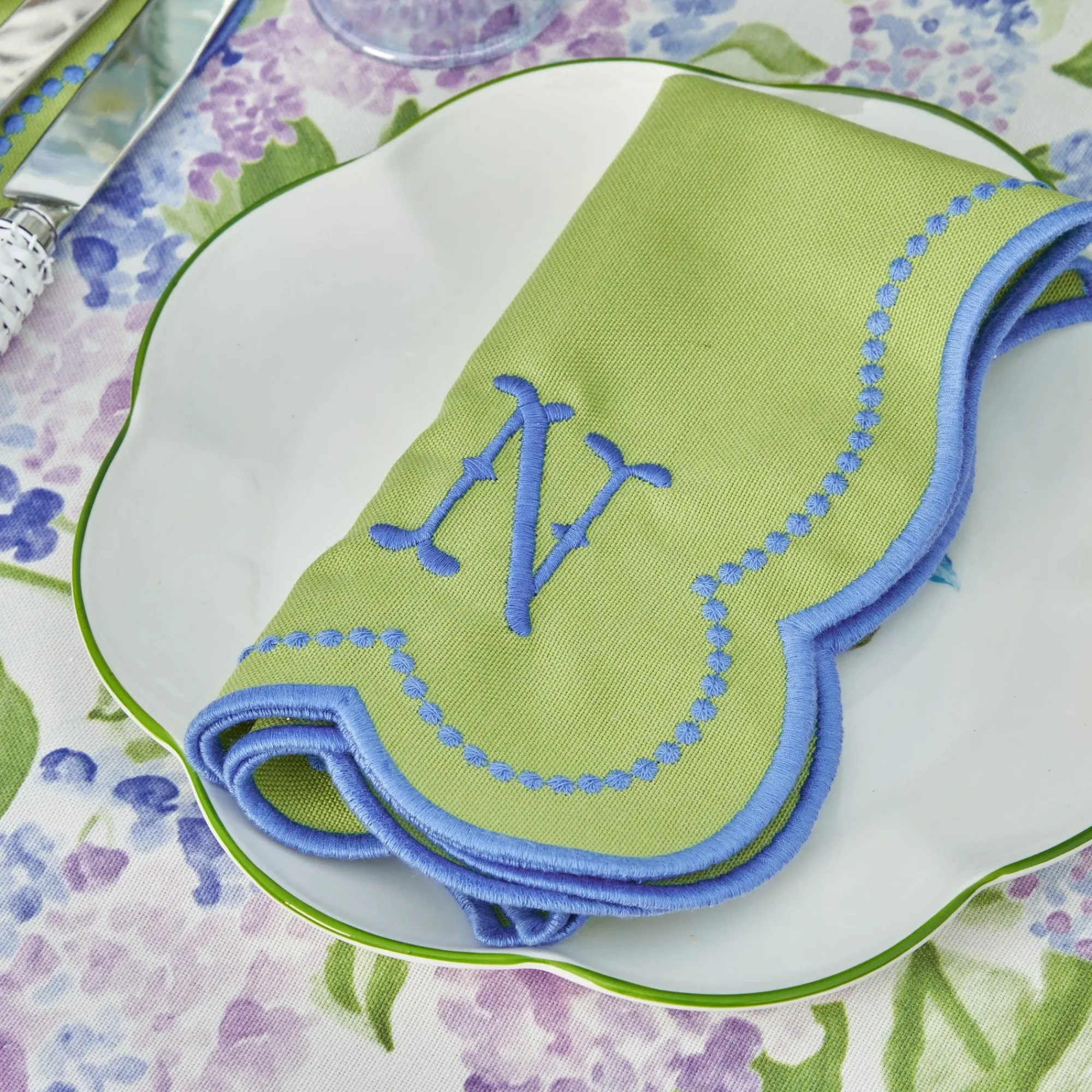 Eloise Green And Blue Placemats & Napkins (Set Of 4)|Mrs. Alice