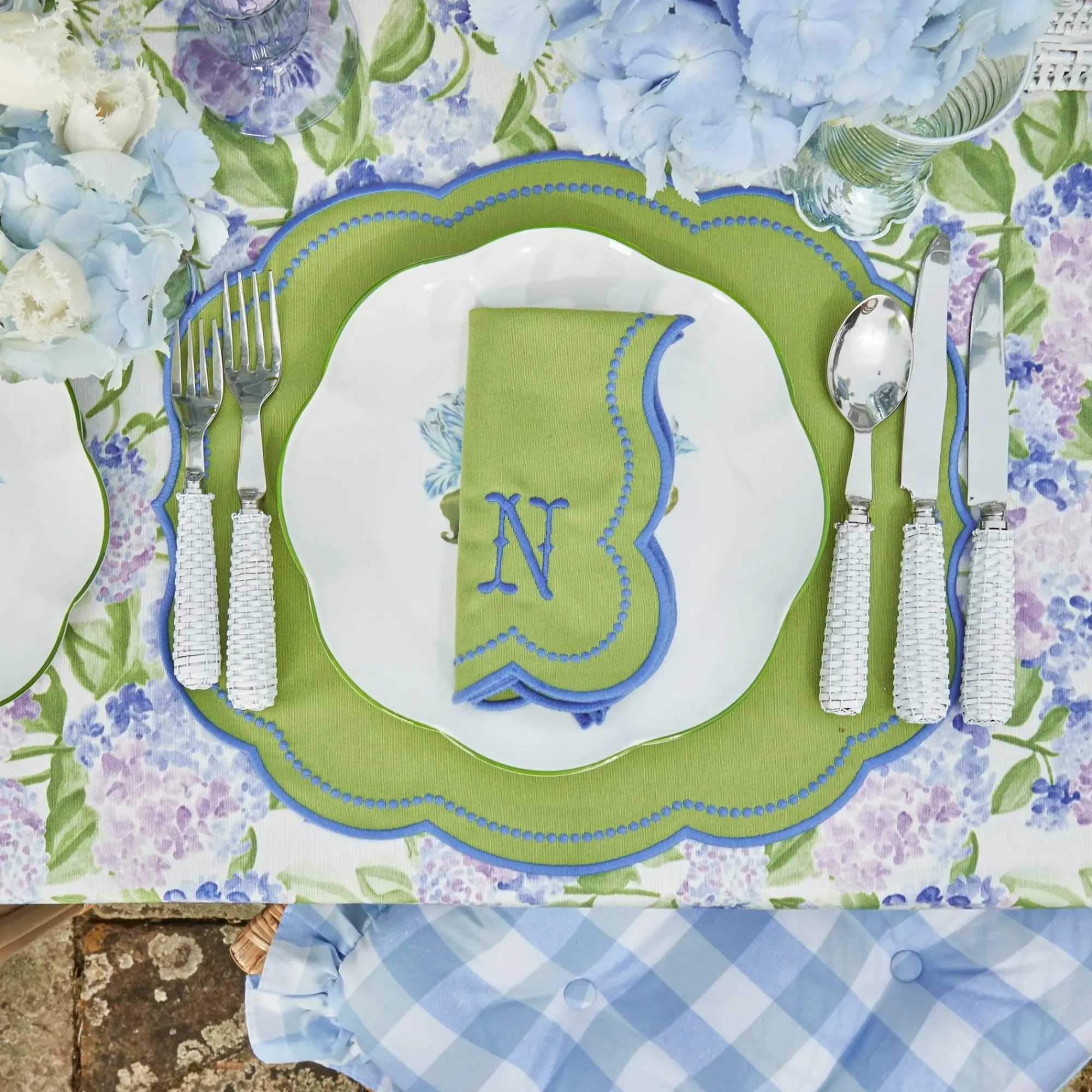 Eloise Green And Blue Placemats & Napkins (Set Of 4)|Mrs. Alice
