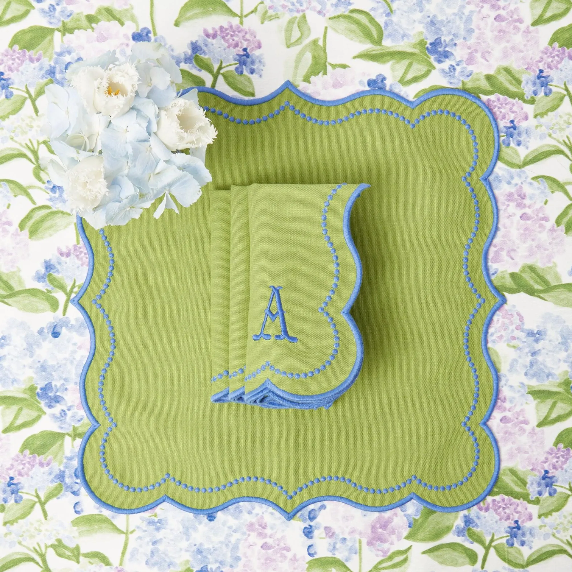 Eloise Green And Blue Placemats & Napkins (Set Of 4)|Mrs. Alice
