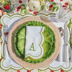Elsa White & Green Napkins (Set Of 4)|Mrs. Alice Best