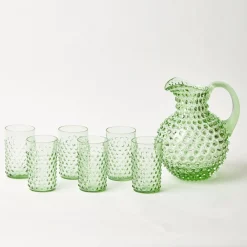 Emerald Hobnail Glasses & Jug Set|Mrs. Alice Sale