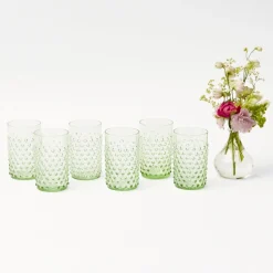 Emerald Hobnail Glasses (Set Of 6)|Mrs. Alice Discount