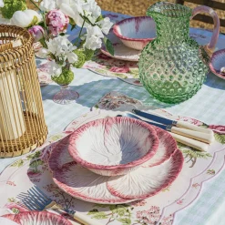 Emerald Hobnail Jug With Rose Handle & Glasses (Set Of 6)|Mrs. Alice Clearance