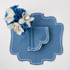 Eve Blue Linen Napkins (Set Of 4)|Mrs. Alice Best