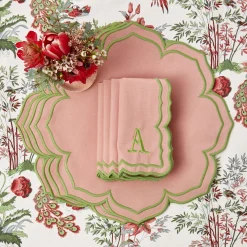 Fleur Pink Placemats & Napkins (Set Of 4)|Mrs. Alice Clearance