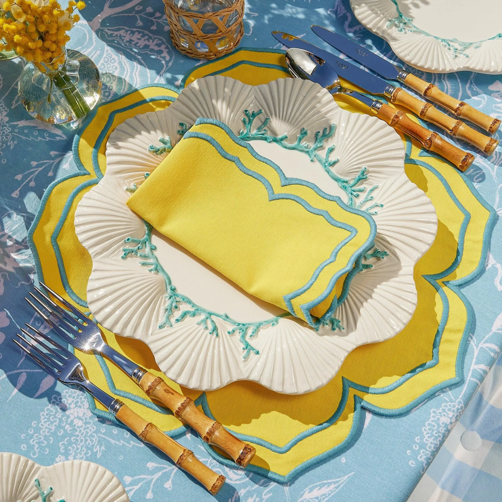 Fleur Yellow Napkins (Set Of 4)|Mrs. Alice Discount
