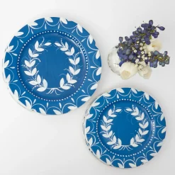 French Blue Garland Dinner & Starter Plates (Set Of 8)|Mrs. Alice Discount