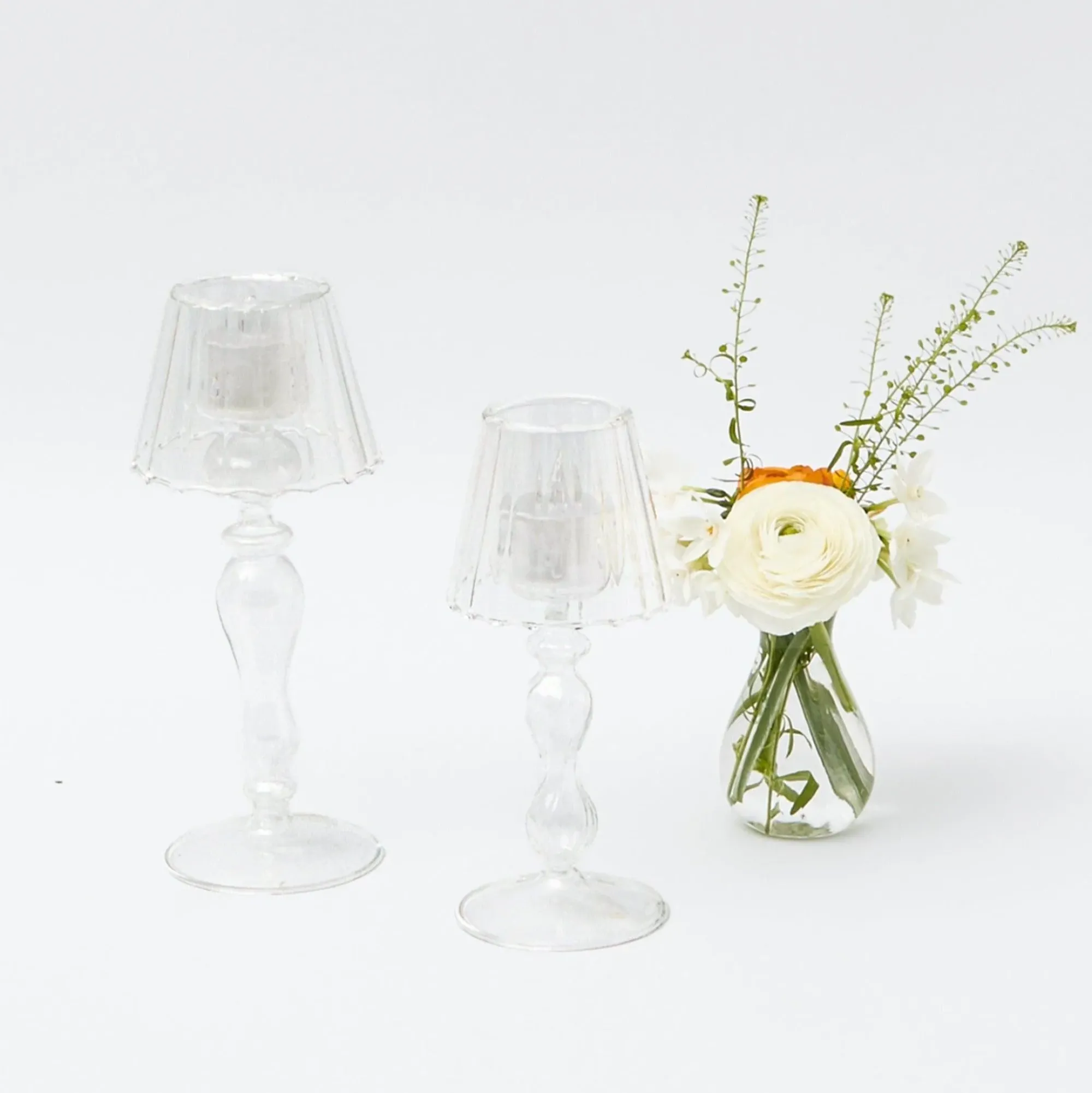Glass Lantern Tea Light Holder (Pair) - 24Cm|Mrs. Alice Discount