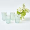 Green & White Rim Water Glasses (Set Of 4)|Mrs. Alice Outlet