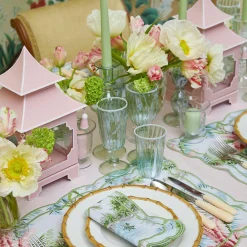 Green & White Rim Water Glasses (Set Of 4)|Mrs. Alice Outlet