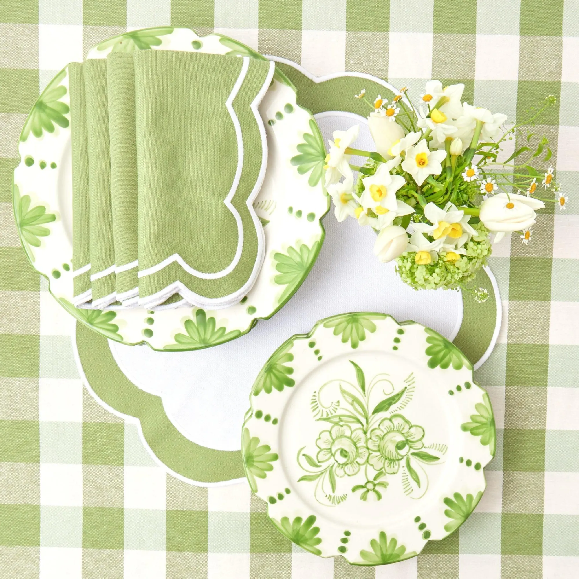 Green Applique Napkins (Set Of 4)|Mrs. Alice Outlet
