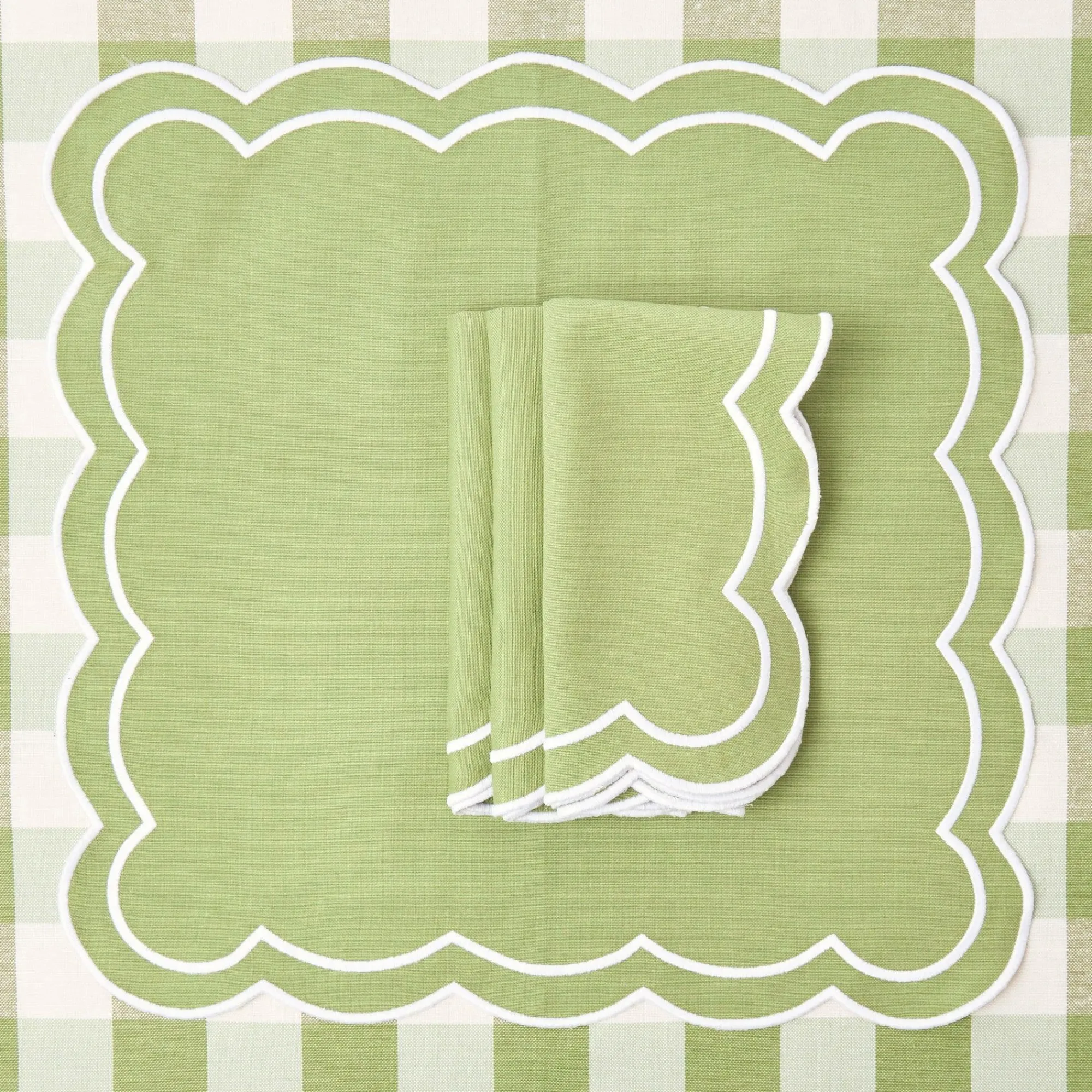 Green Applique Napkins (Set Of 4)|Mrs. Alice Outlet