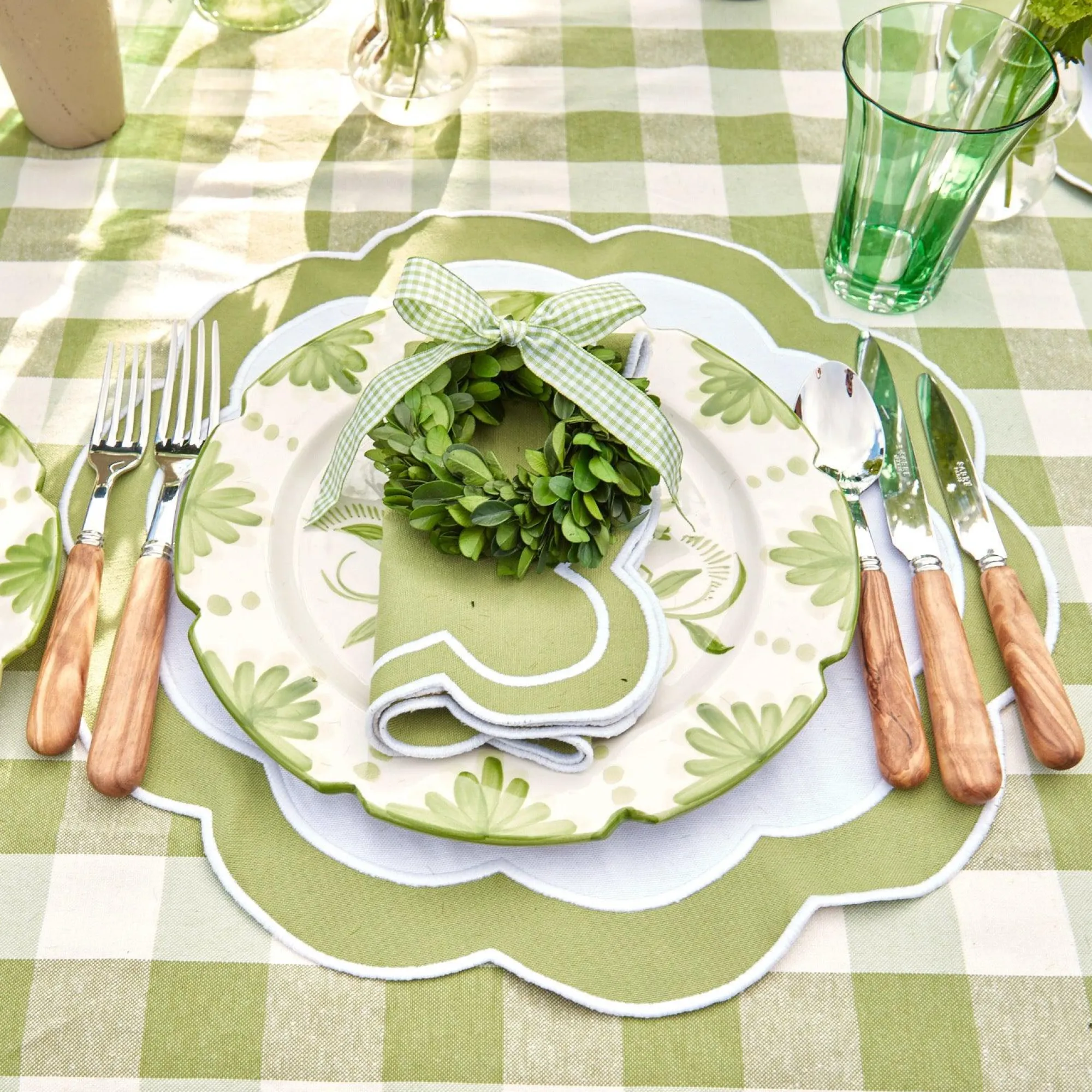 Green Applique Napkins (Set Of 4)|Mrs. Alice Outlet