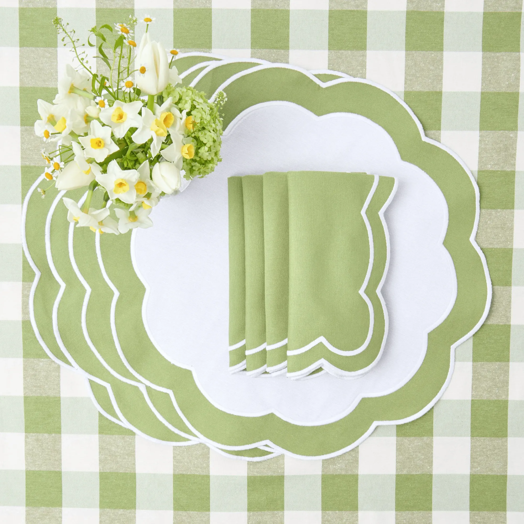 Green Applique Napkins (Set Of 4)|Mrs. Alice Outlet