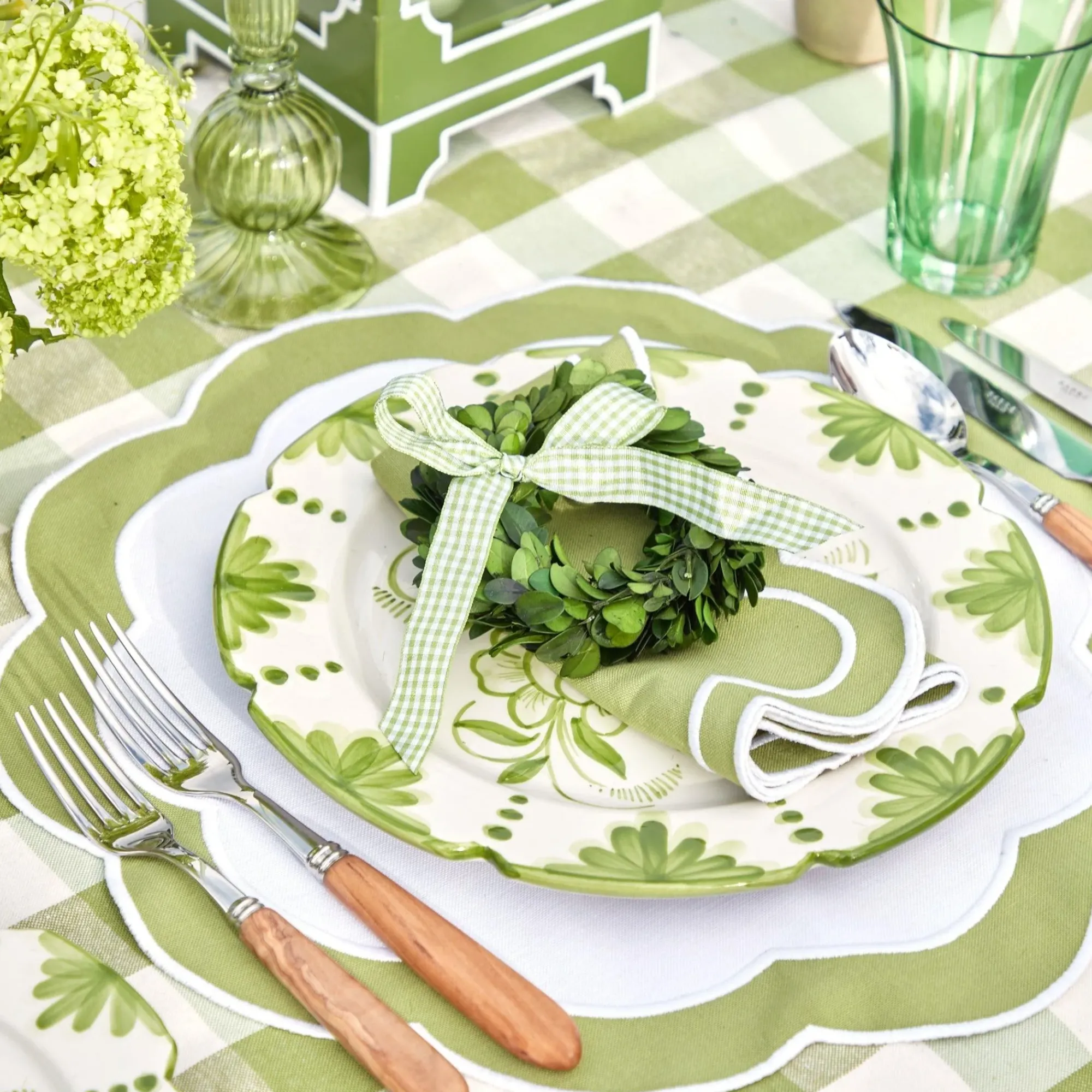 Green Applique Napkins (Set Of 4)|Mrs. Alice Outlet