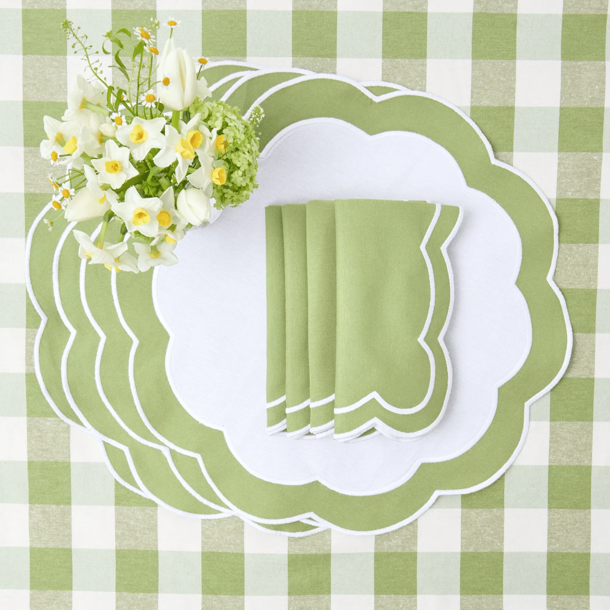 Green Applique Napkins (Set Of 4)|Mrs. Alice Outlet