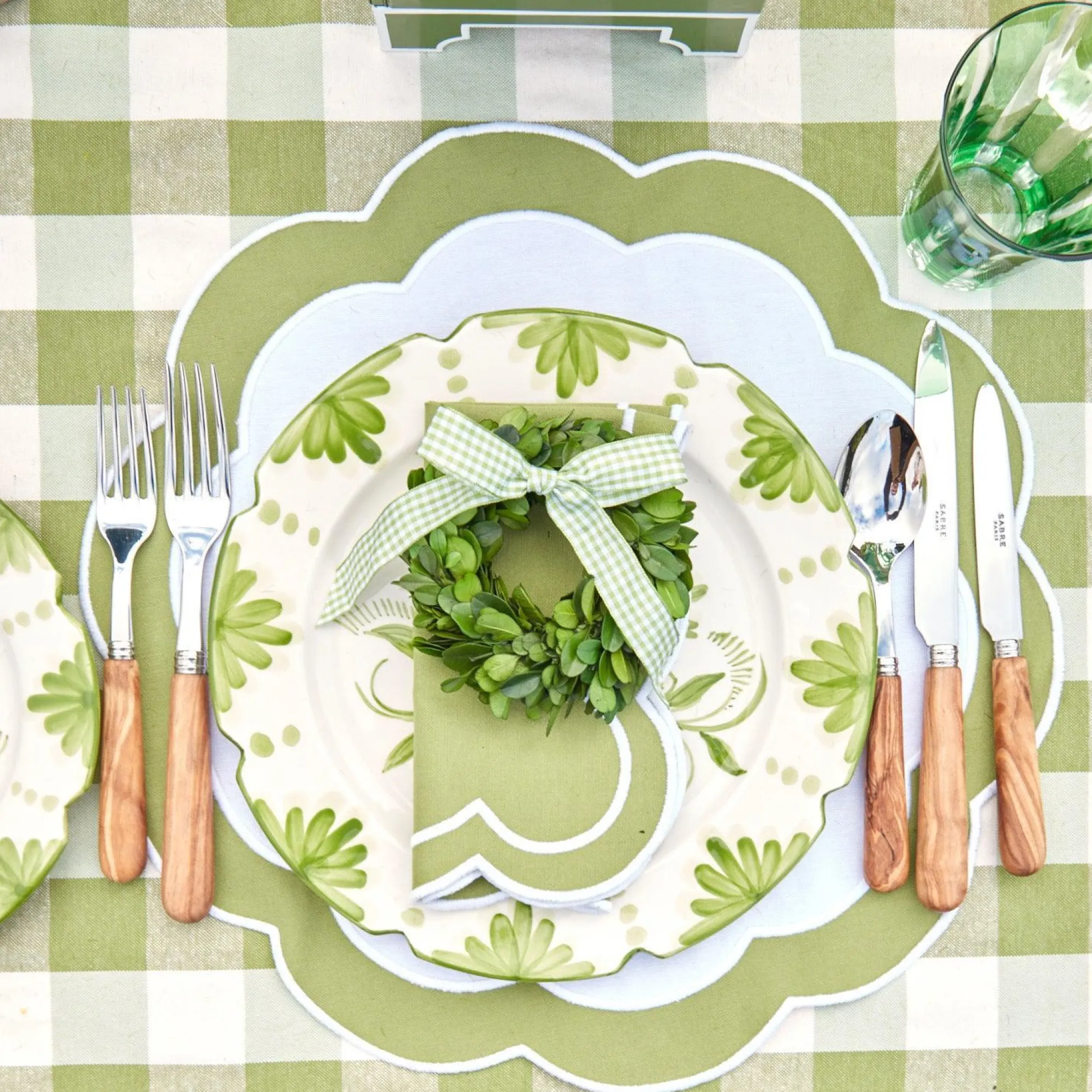 Green Applique Napkins (Set Of 4)|Mrs. Alice Outlet