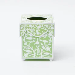 Green Floral Tole Tissue Box|Mrs. Alice New