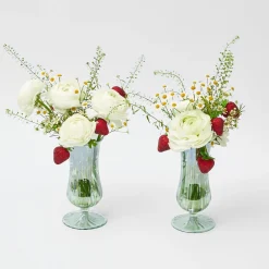 Green Fluted Vases (Pair)|Mrs. Alice Online