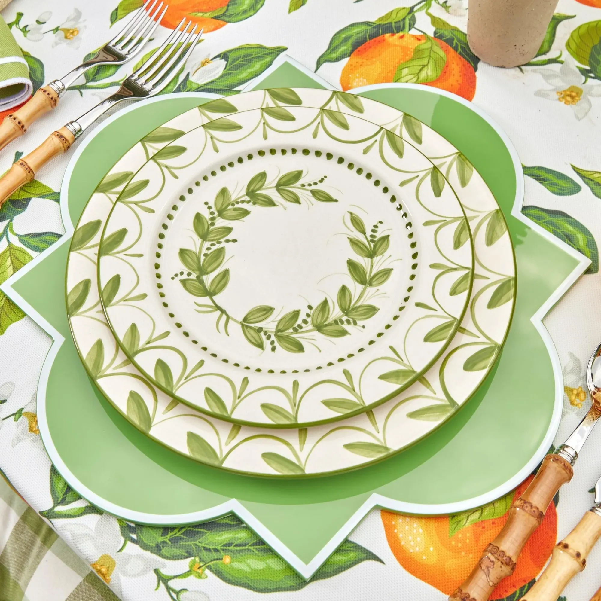 Green Garland Starter Plates (Set Of 4)|Mrs. Alice Clearance