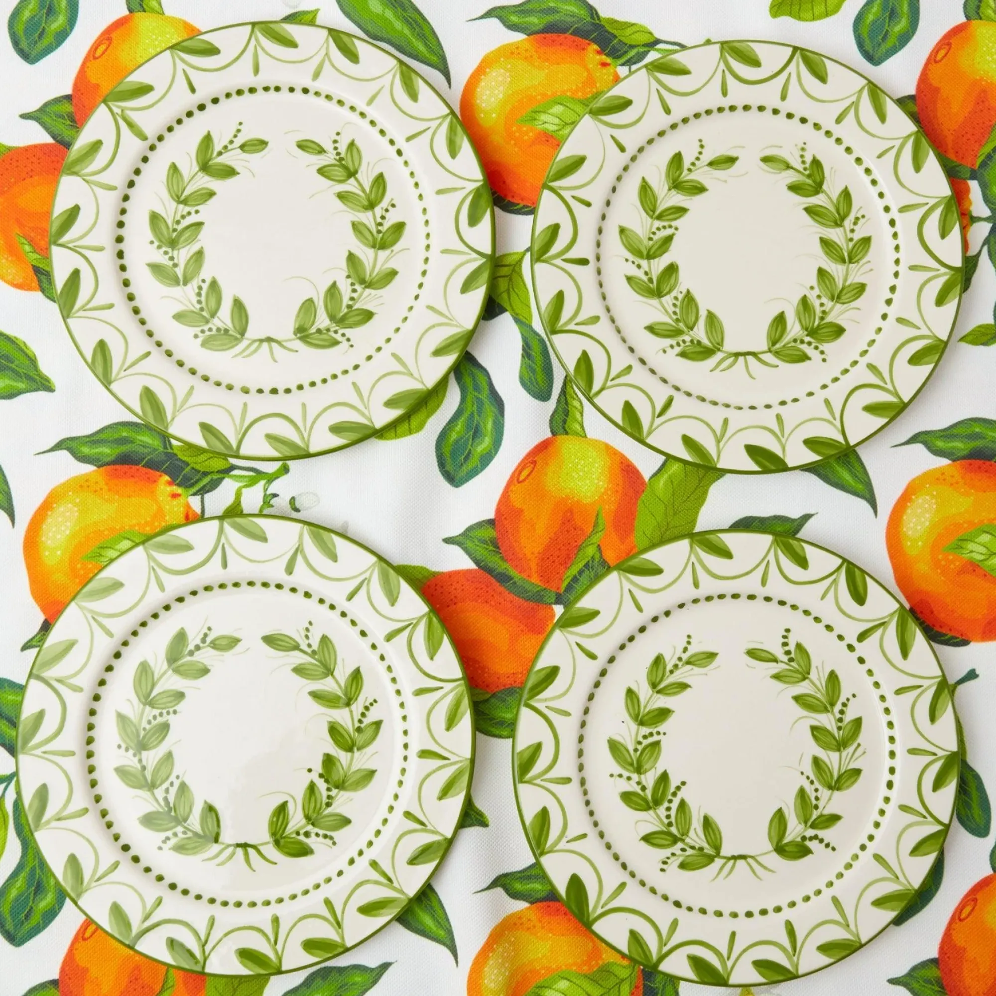 Green Garland Starter Plates (Set Of 4)|Mrs. Alice Clearance