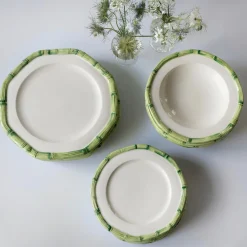 Green Geometric Bamboo Starter Plate (Set Of 4)|Mrs. Alice New